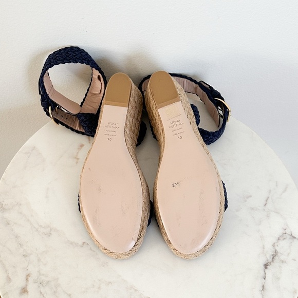 NEW Stuart Weitzman Alex Espadrille Low Wedges Midnight Blue Size 10 - Picture 10 of 11